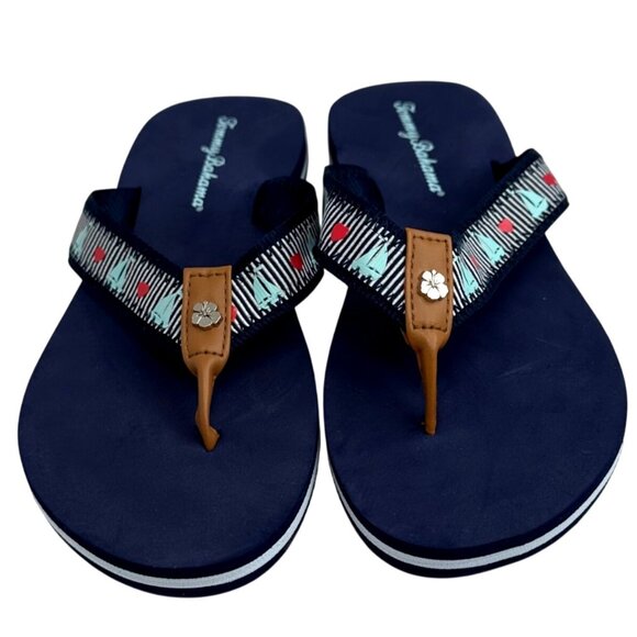Tommy Bahama Shoes - Tommy Bahama Womens Miramar Flip Flops Size 9 US Navy Blue Sailboat & Heart
